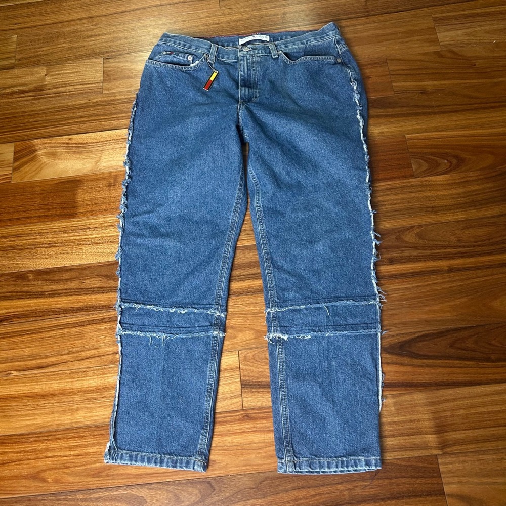 Tommy Hilfiger‎ Jeans Women's Size 12 Blue Denim Cutoff Distressed Side Detail